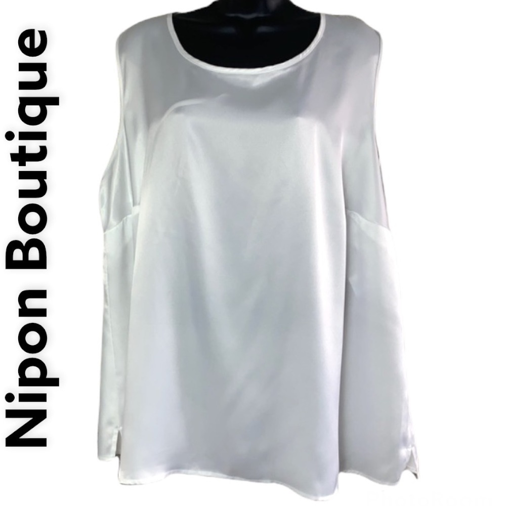 Nipon Boutique ivory satin sleeveless blouse size 3X